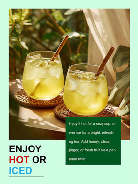 TeeLux Gunpowder Green Tea brewed cup is great hot or iced.