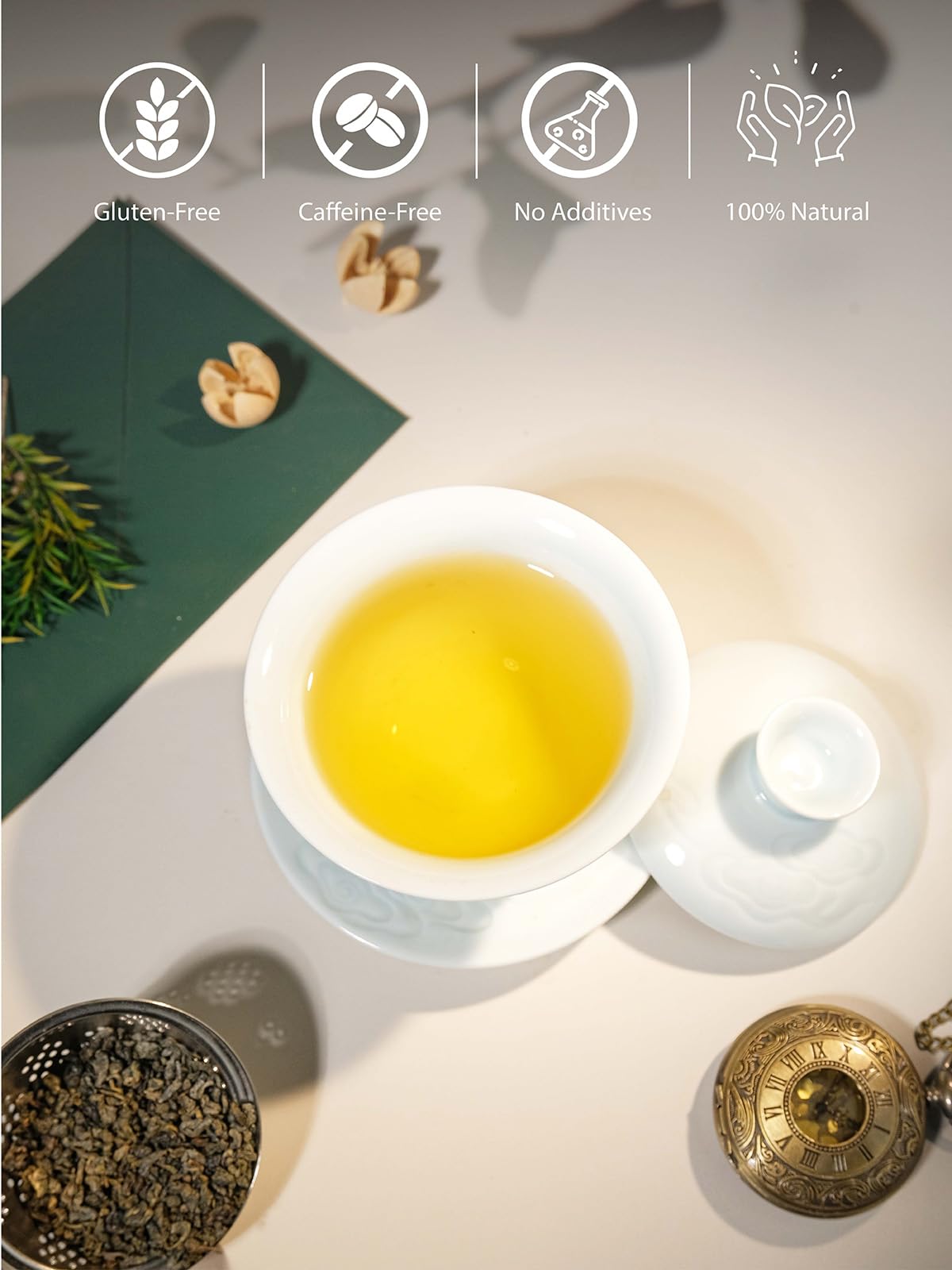 TeeLux Gunpowder Green Tea hand-picked spring leaves promise a smooth, balanced cup.