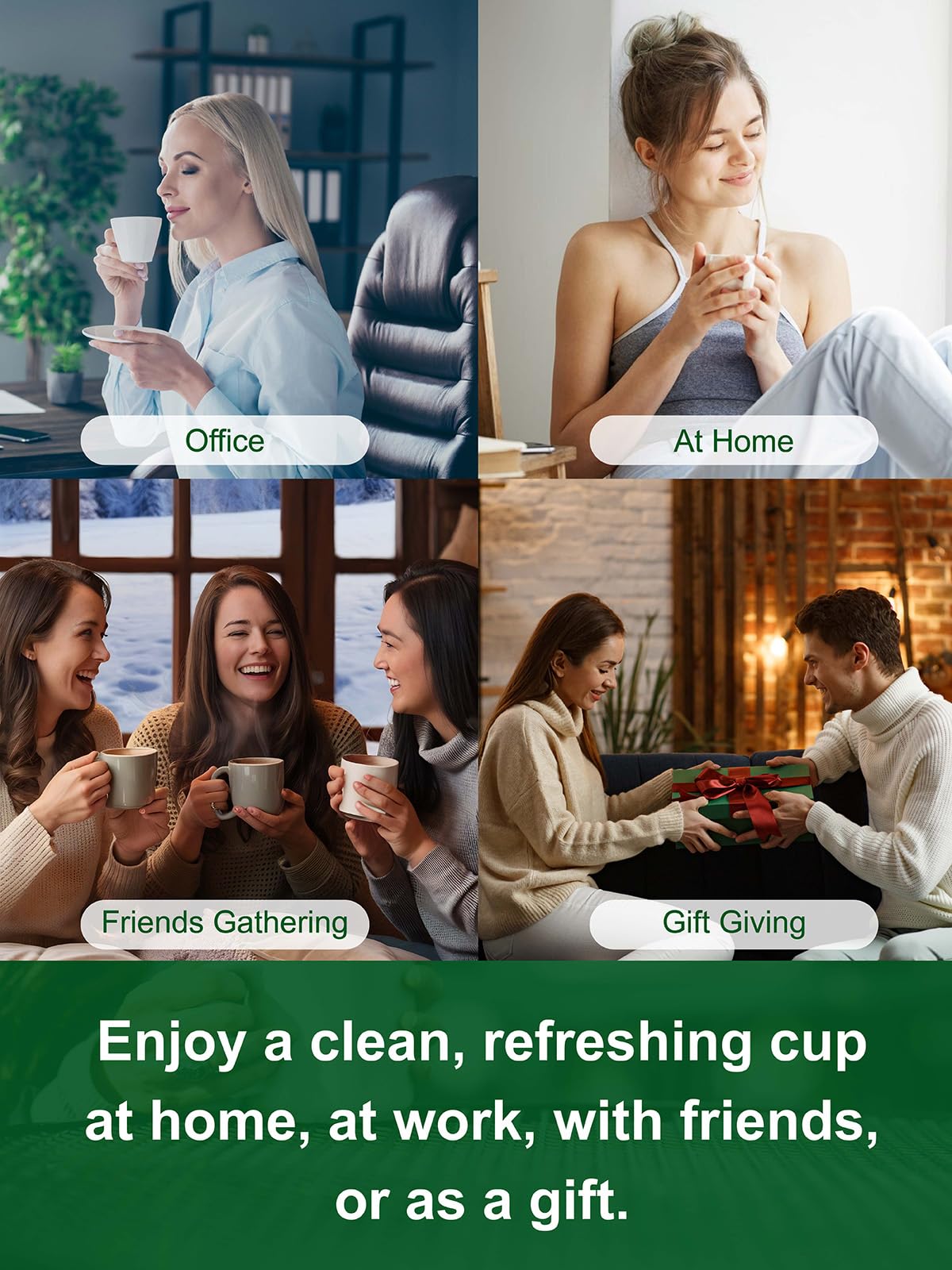 TeeLux Gunpowder Green Tea resealable pouch keeps freshness between uses.