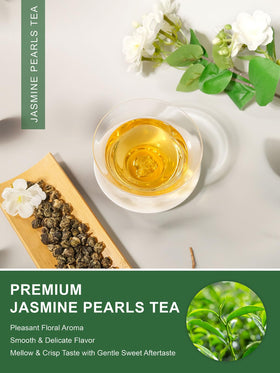Closeup of loose-leaf pearls reveals hand-rolled craftsmanship and delicate fragrance.