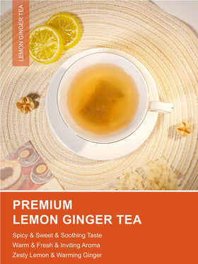 Steaming TeeLux Lemon Ginger Tea cup with warm aroma.