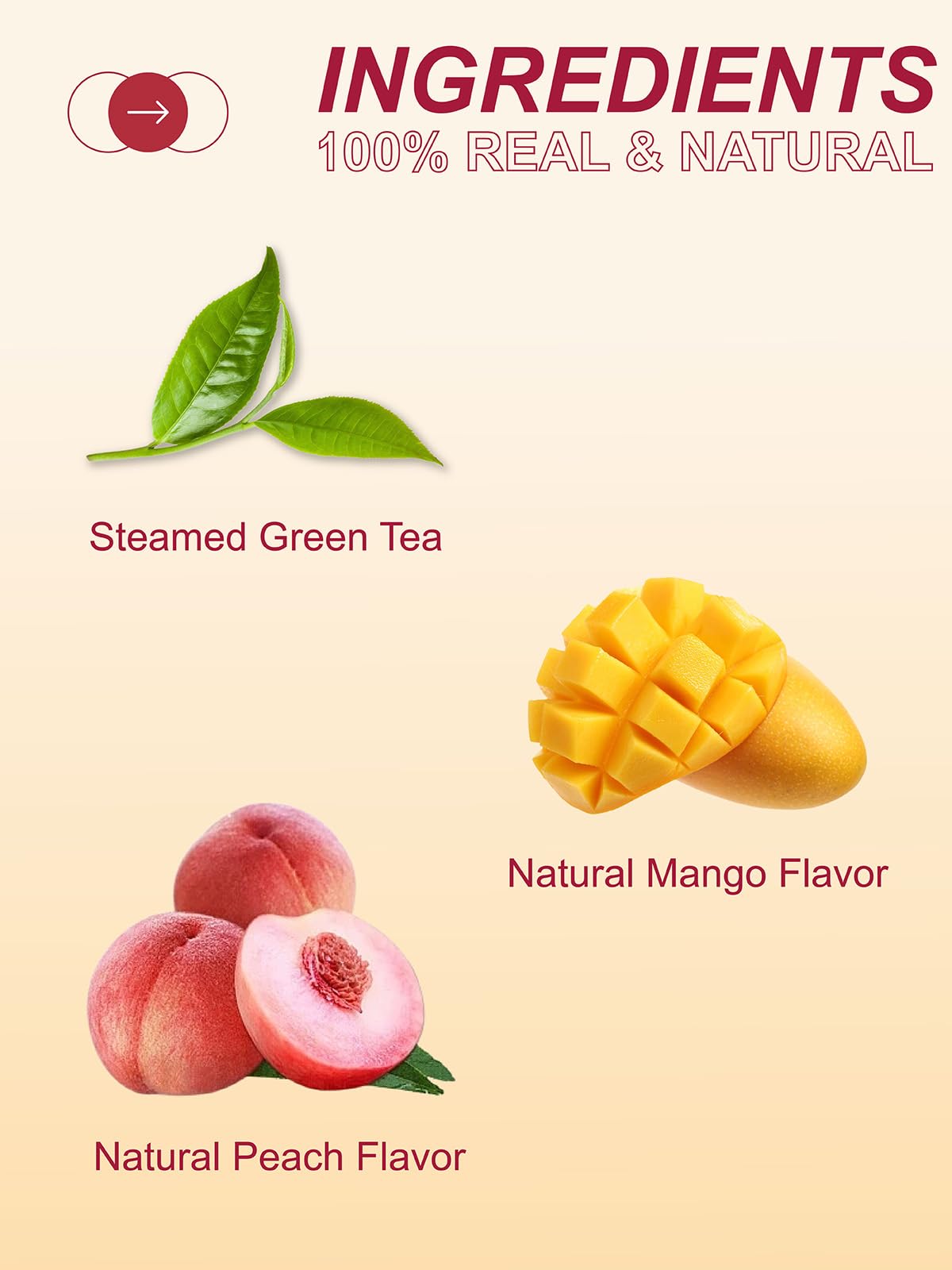 TeeLux Mango Peach Green Tea cup steaming, inviting aroma for a refreshing hot or iced brew.