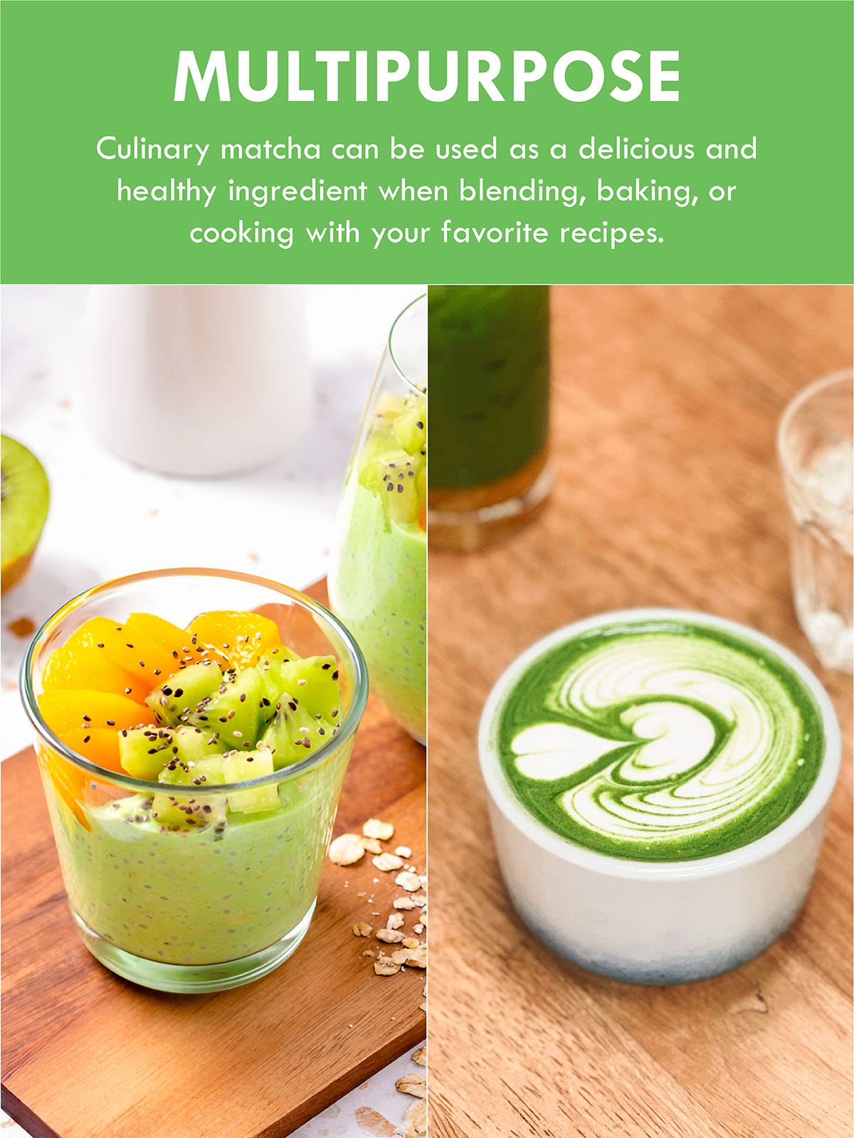 Teelux Matcha for baking and desserts adds color and depth.