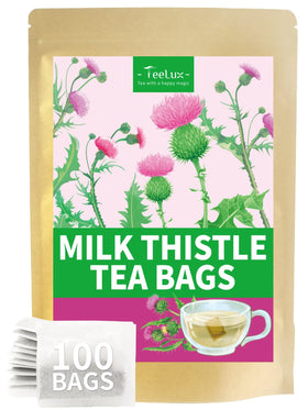 TeeLux Milk Thistle Tea Bags packaging in resealable kraft pouch for freshness