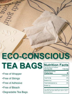 Close-up of TeeLux roasted dandelion tea bag for aroma and texture.