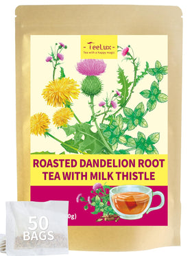 Teelux roasted dandelion root tea pack highlights premium herbal blend for flavor