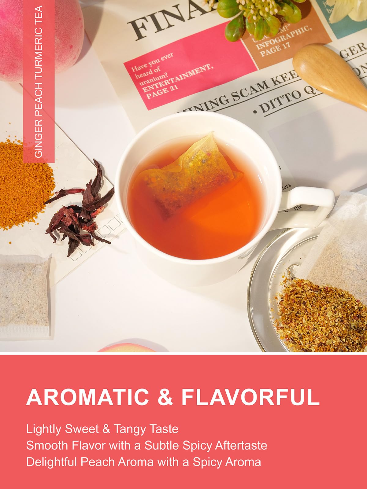 TeeLux Rosehips Hibiscus Chamomile Blend: bright infusion with calming notes.