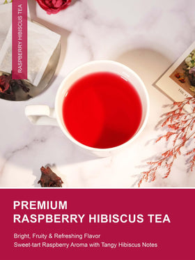 TeeLux tea bags steeping to reveal a bright, berry-forward cup