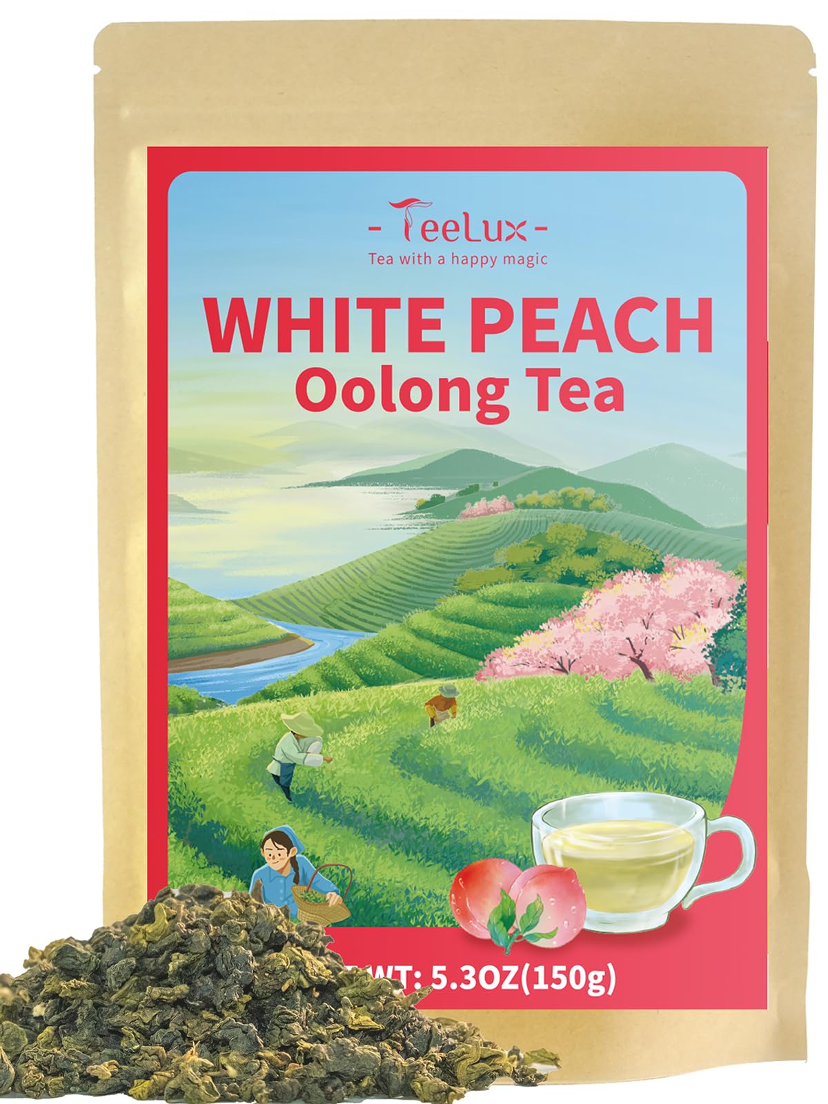 TeeLux White Peach Oolong loose leaf tea for richer, customizable brewing.