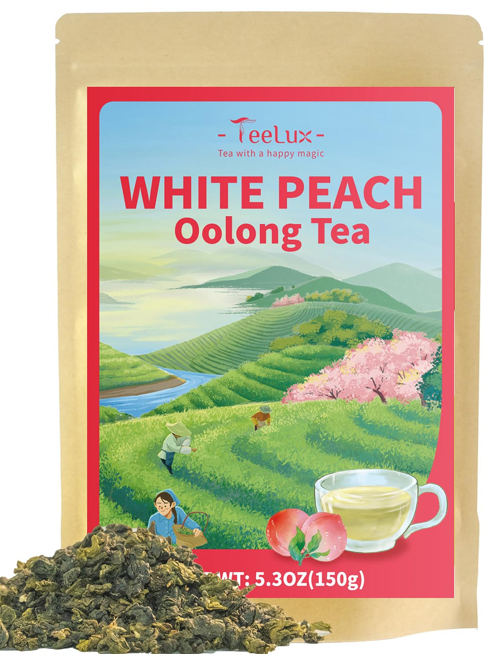 TeeLux White Peach Oolong loose leaf tea for richer, customizable brewing.