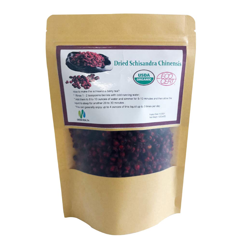 TEGHEE Schisandra berries bulk pack closeup showing natural, caffeine-free herbal tea option