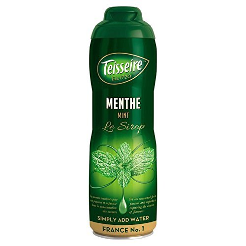 Teisseire Mint Syrup bottle adds fresh mint flavor to beverages.