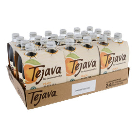 Tejava Peach Black Tea 12oz bottle for on-the-go hydration with unsweetened peach flavor.