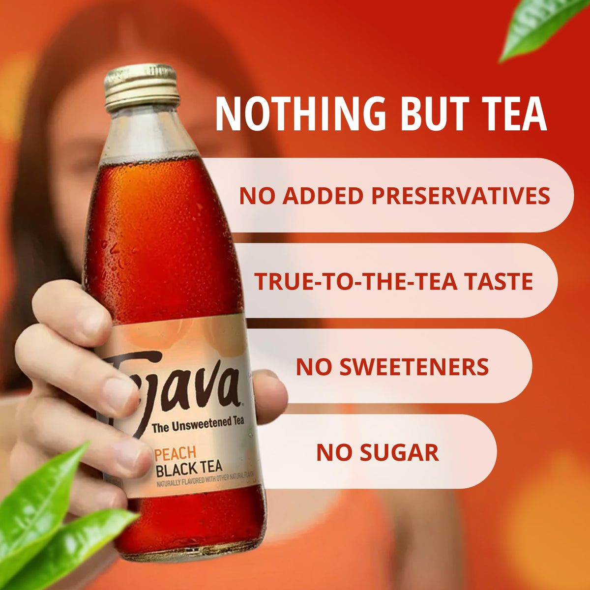 Tejava Peach Black Tea java-sourcing highlights sustainable Java farms.