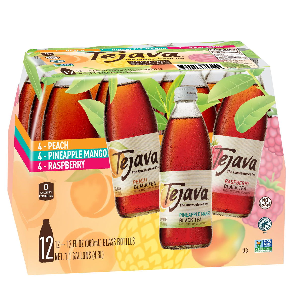 Tejava Black Tea Sampler Raspberry bottle for a refreshing unsweetened tea on the go.
