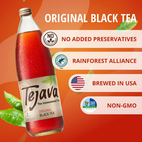 Tejava Original brewed tea clarity captures smooth, bold flavor with citrus notes