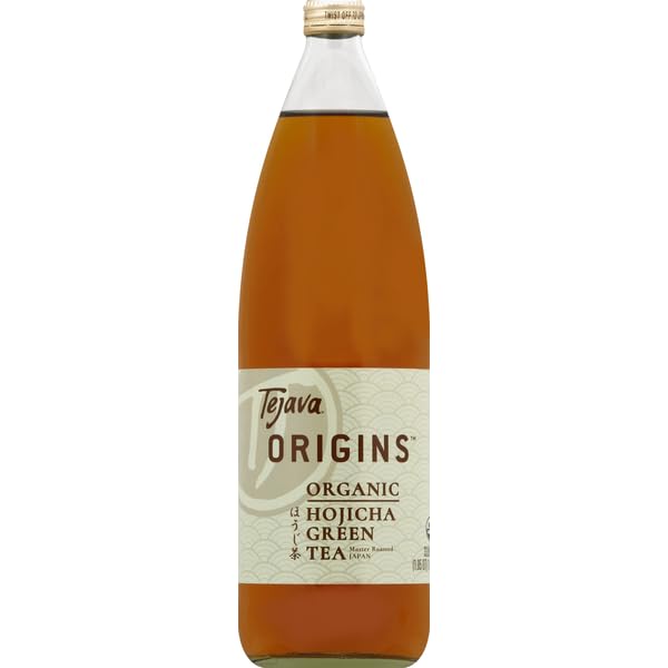 Tejava Origins Hojicha Green Tea bottle on table—perfect unsweetened tea for gatherings