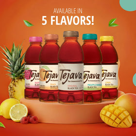 Tejava Peach Black Tea brew pour — ready-to-drink convenience without added sugar.