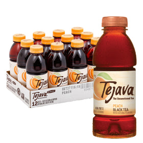 Tejava Peach Iced Tea bottle front view highlighting crisp refreshment