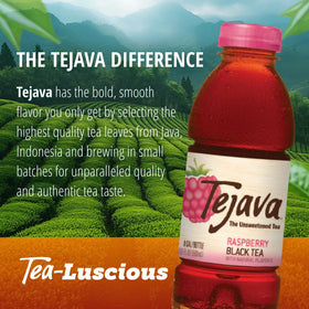 Glass of Tejava Raspberry Black Tea with ice showing a crisp finish