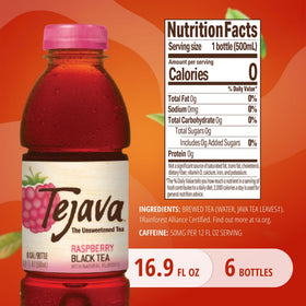 Pouring Tejava Raspberry Black Tea reveals a bold black tea with raspberry notes