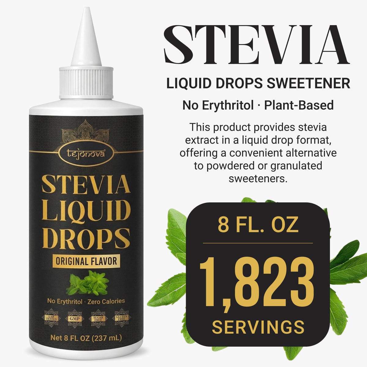 Tejonova Stevia Liquid Drops versatile sweetener for beverages and recipes