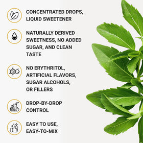 Tejonova Stevia Liquid Drops sweetening a smoothie without calories