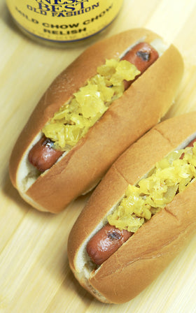 Tennessee's Best Mild Chow Chow Relish on crackers and cheese for texture.