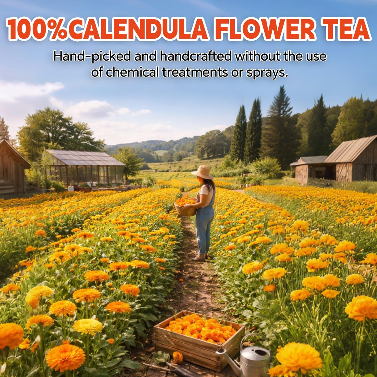 Tenyxarae calendula tea bags back of pack shows ingredients and eco-credentials
