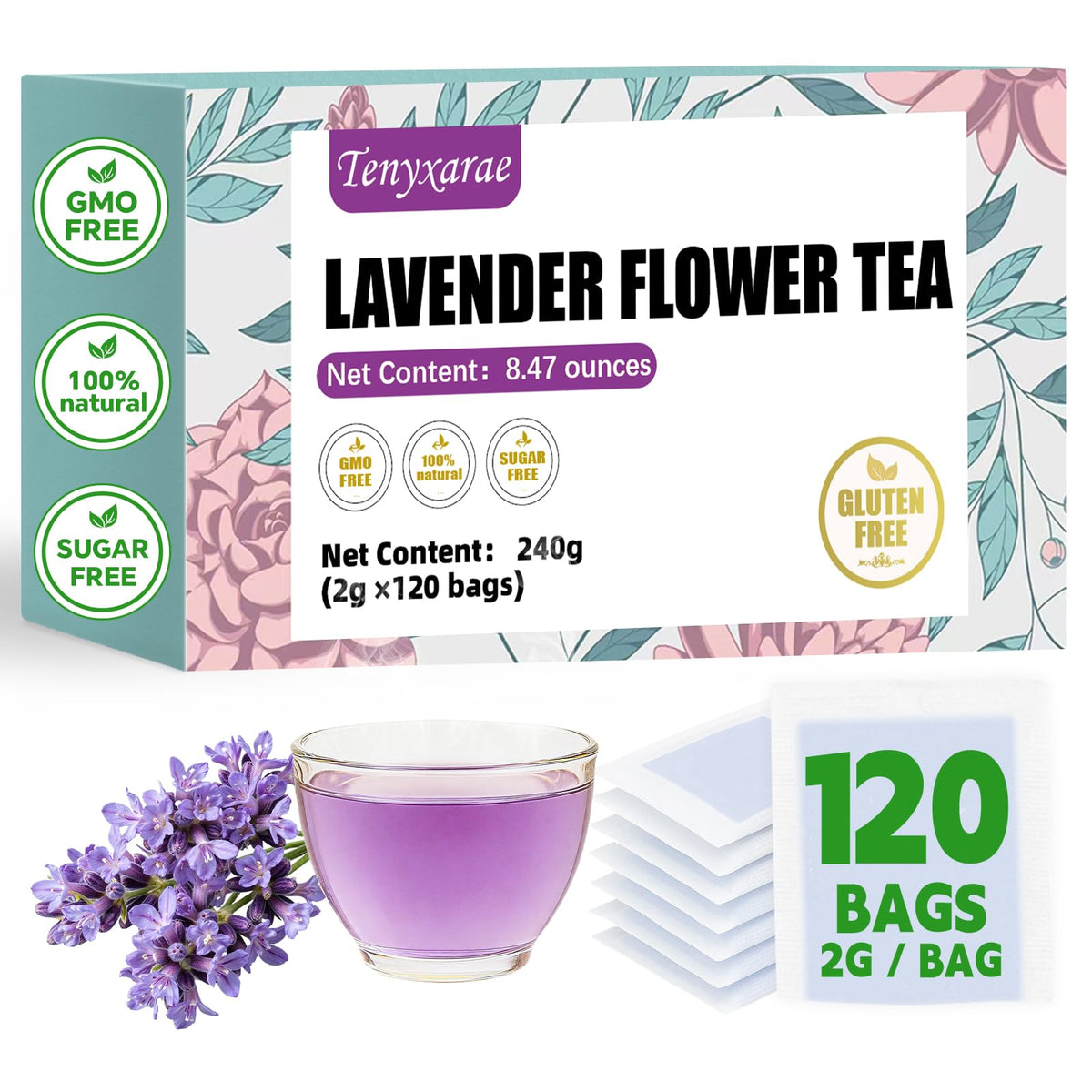 Tenyxarae lavender tea bag steep highlights natural aroma for a calming cup