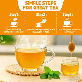 Tenyxarae lemon balm tea bag steeping a soothing herbal moment.