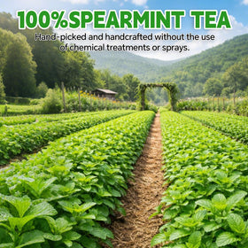 Close-up of 100% natural spearmint leaves used by Tenyxarae.