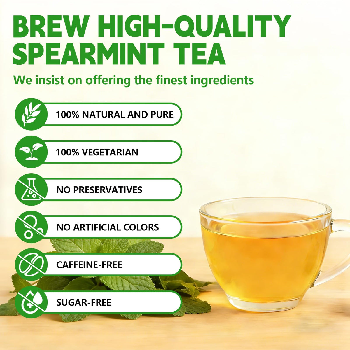 Tenyxarae tea steeped 2-3 minutes for a bright, fresh mint aroma.