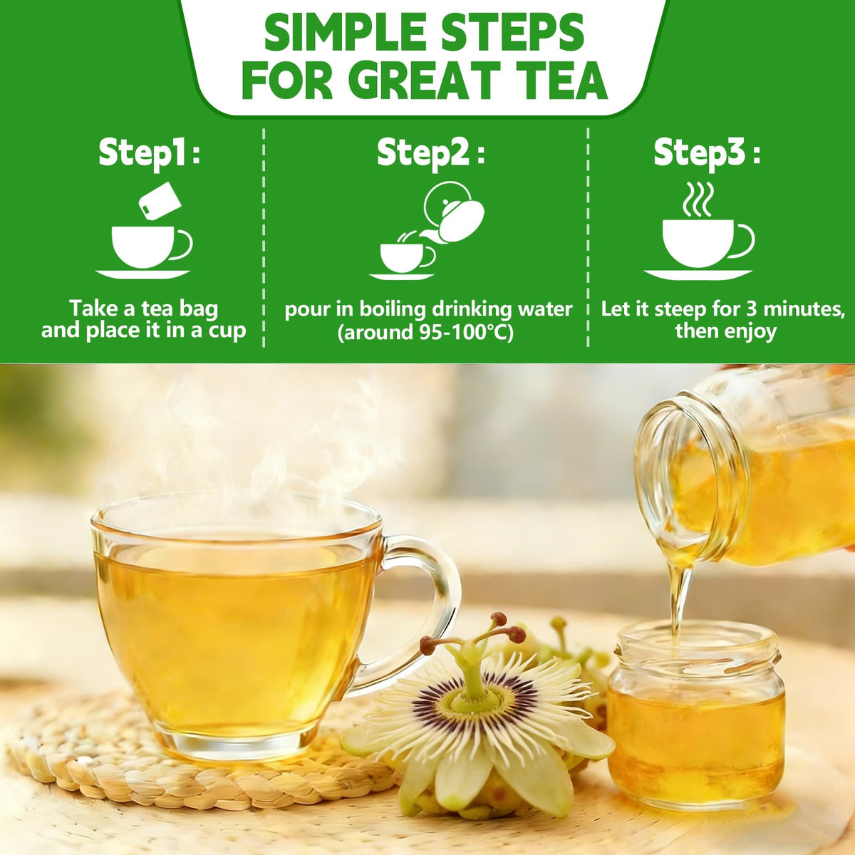 Tenyxarae Passion Flowers Tea for sleep-support moments after day
