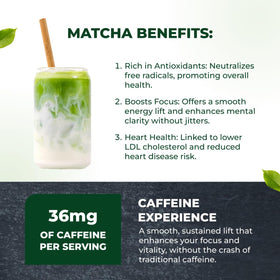 Tenzo matcha latte in a cup, vibrant green and creamy.