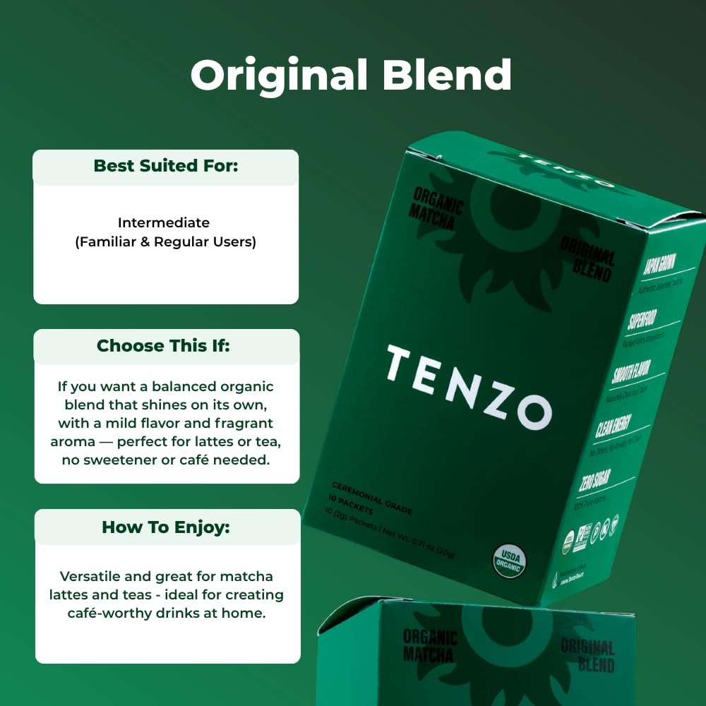 Travel-friendly packets shown for easy, portion-controlled matcha prep.