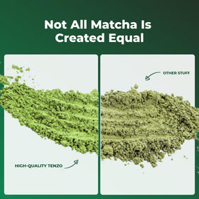 Pouring Tenzo Matcha into a cup for a ritual-like drink.