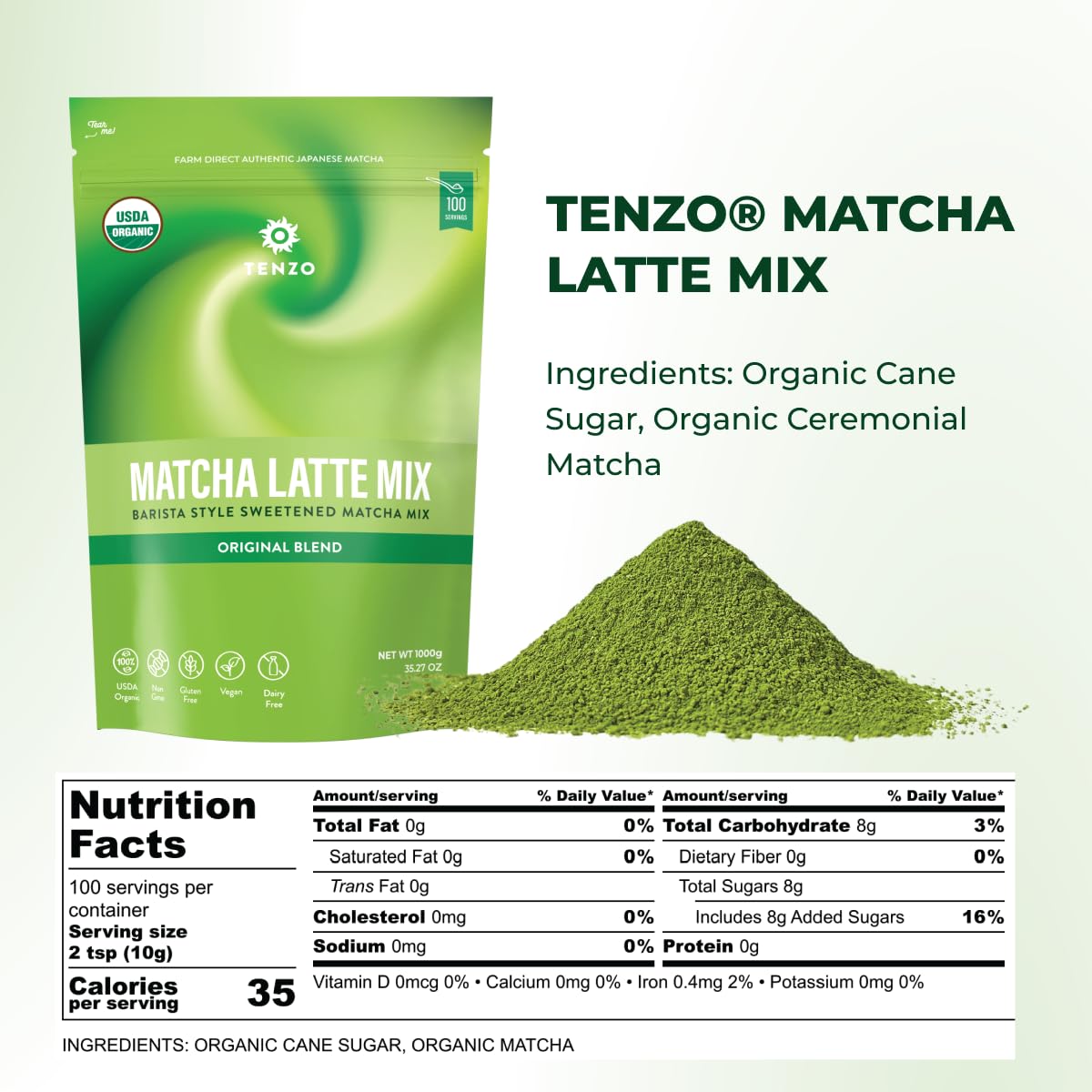 Tenzo Tea Matcha latte mug showcasing creamy foam for café-style drinks.