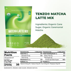 Tenzo Tea Matcha latte mug showcasing creamy foam for café-style drinks.