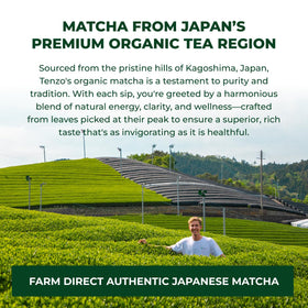 Tenzo Tea Matcha latte stir depicts smooth mixing into hot or cold drinks.