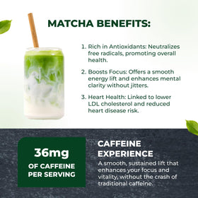 Tenzo Matcha powder blended into a vibrant green smoothie