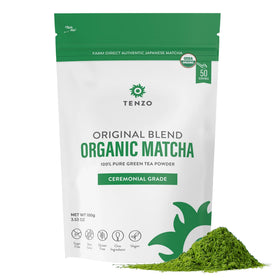 Tenzo Tea Matcha powder jar highlights ceremonial-grade quality for daily rituals.