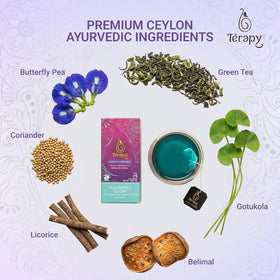 TERAPY Ceylon Youthful Glow tea bag featuring gotu kola for daily wellness ritual