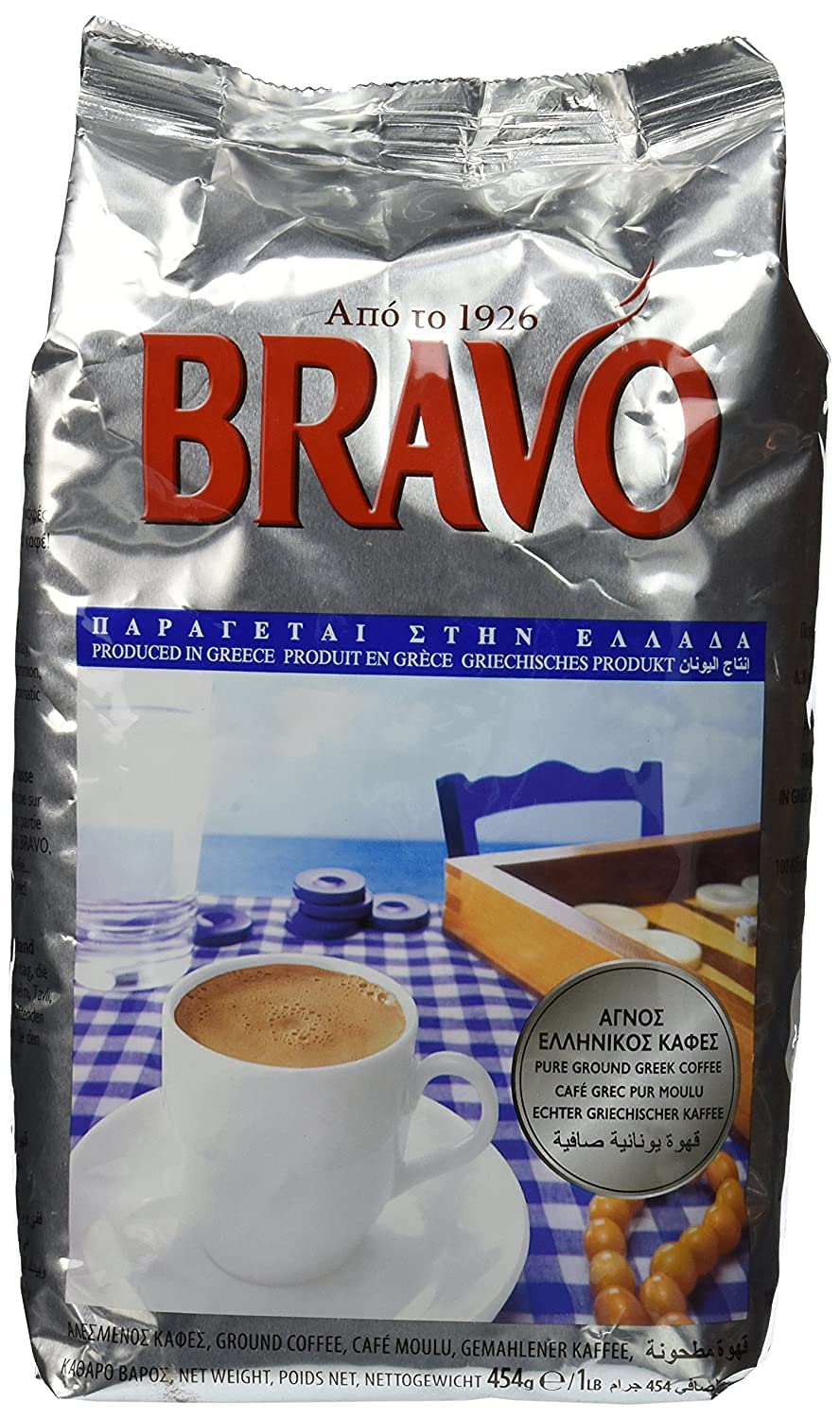 Terra Creta Bravo Greek Ground Coffee 2-pack packshot highlights authentic Greek blend.