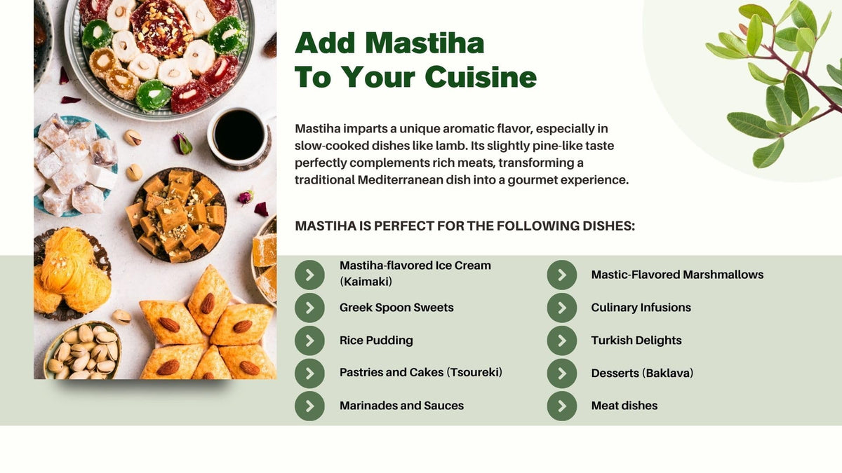 Ground mastiha powder ready for cooking applications in a kitchen setting