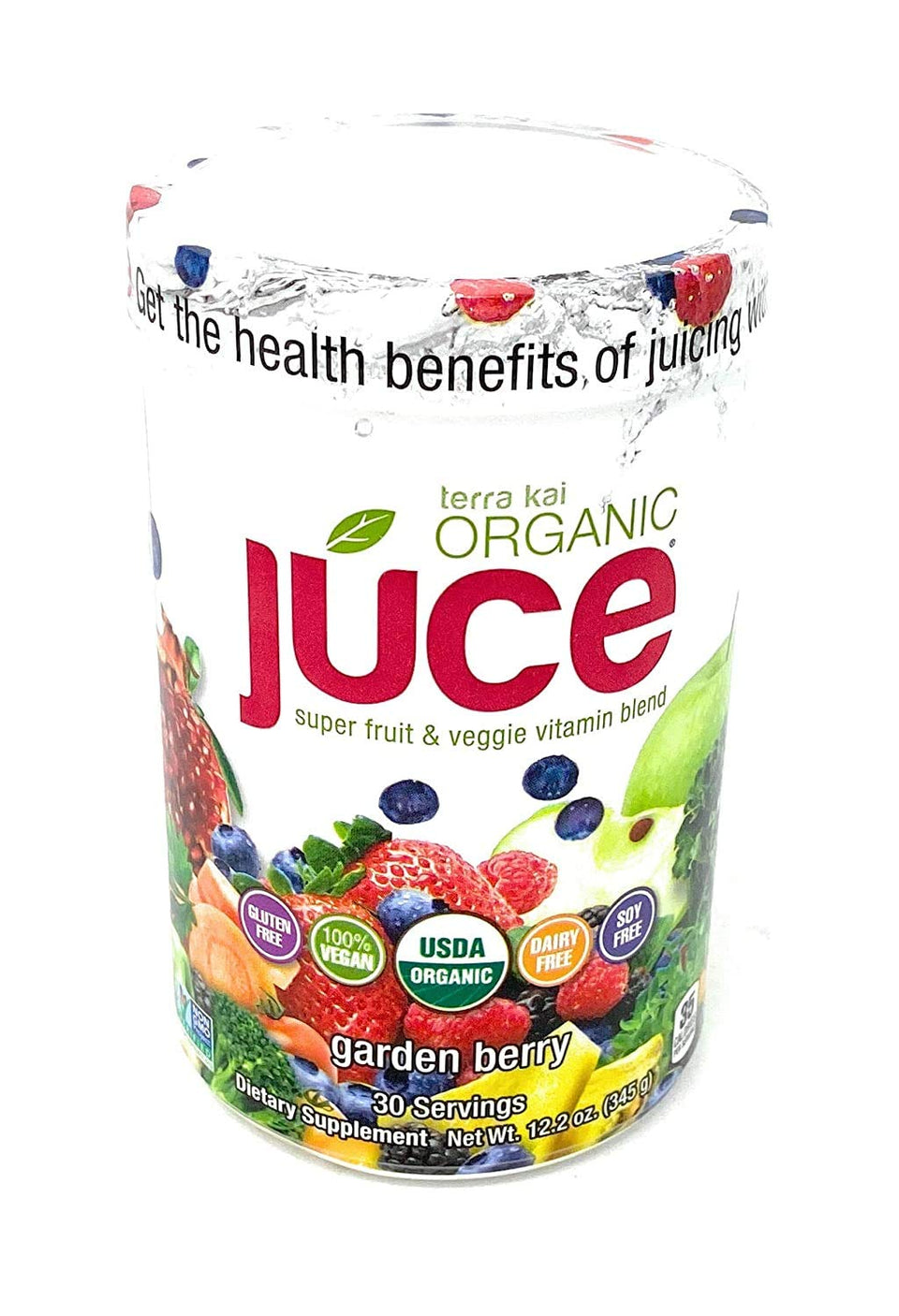 Terra Kai Juce Garden Berry bottle showing vibrant blend for daily energy and gut health
