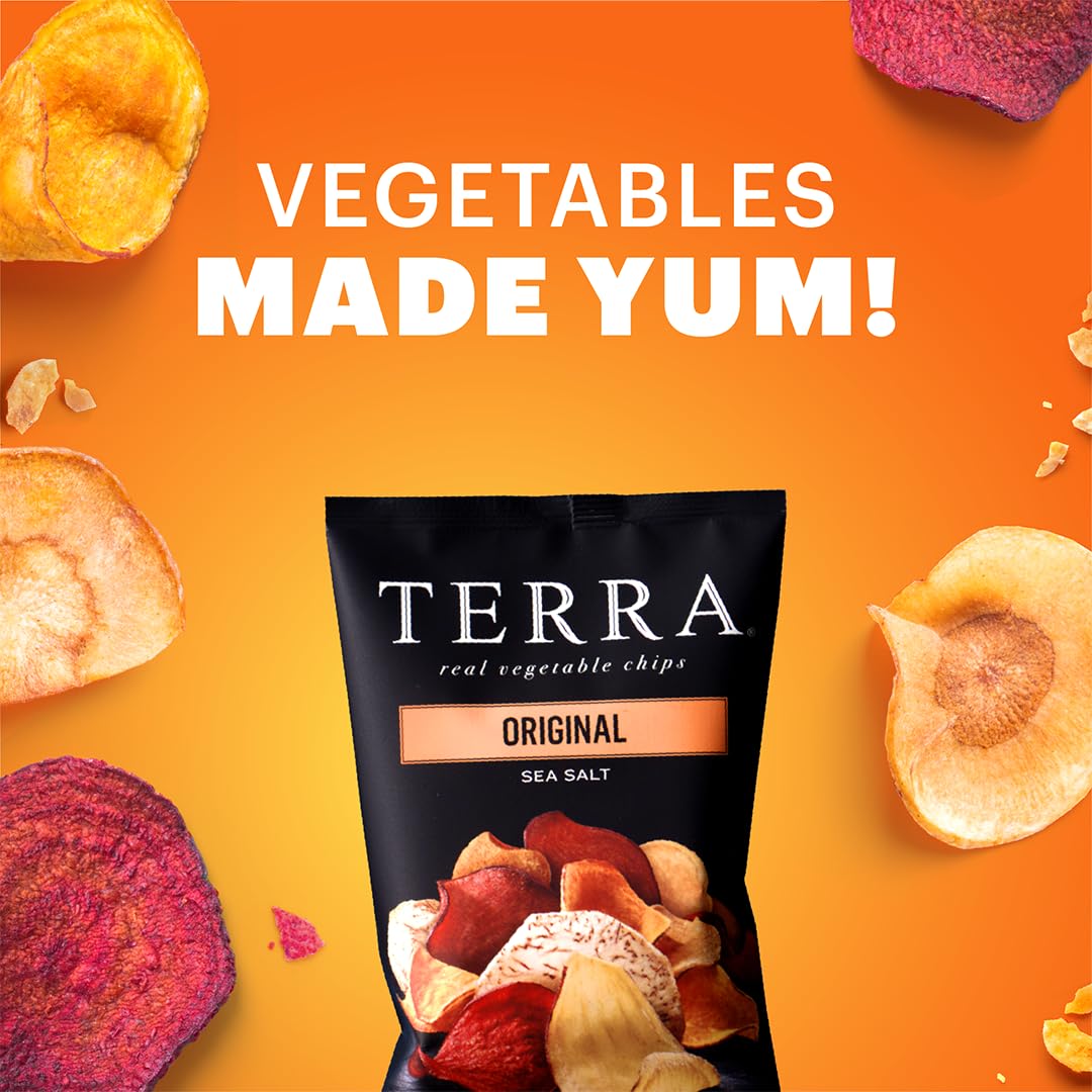 Terra Original chips held in hand, portable snacking moment.