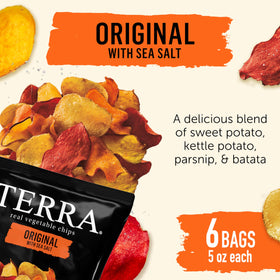 Terra Original Sea Salt chips side panel, clear labeling for a quick, healthful snack.