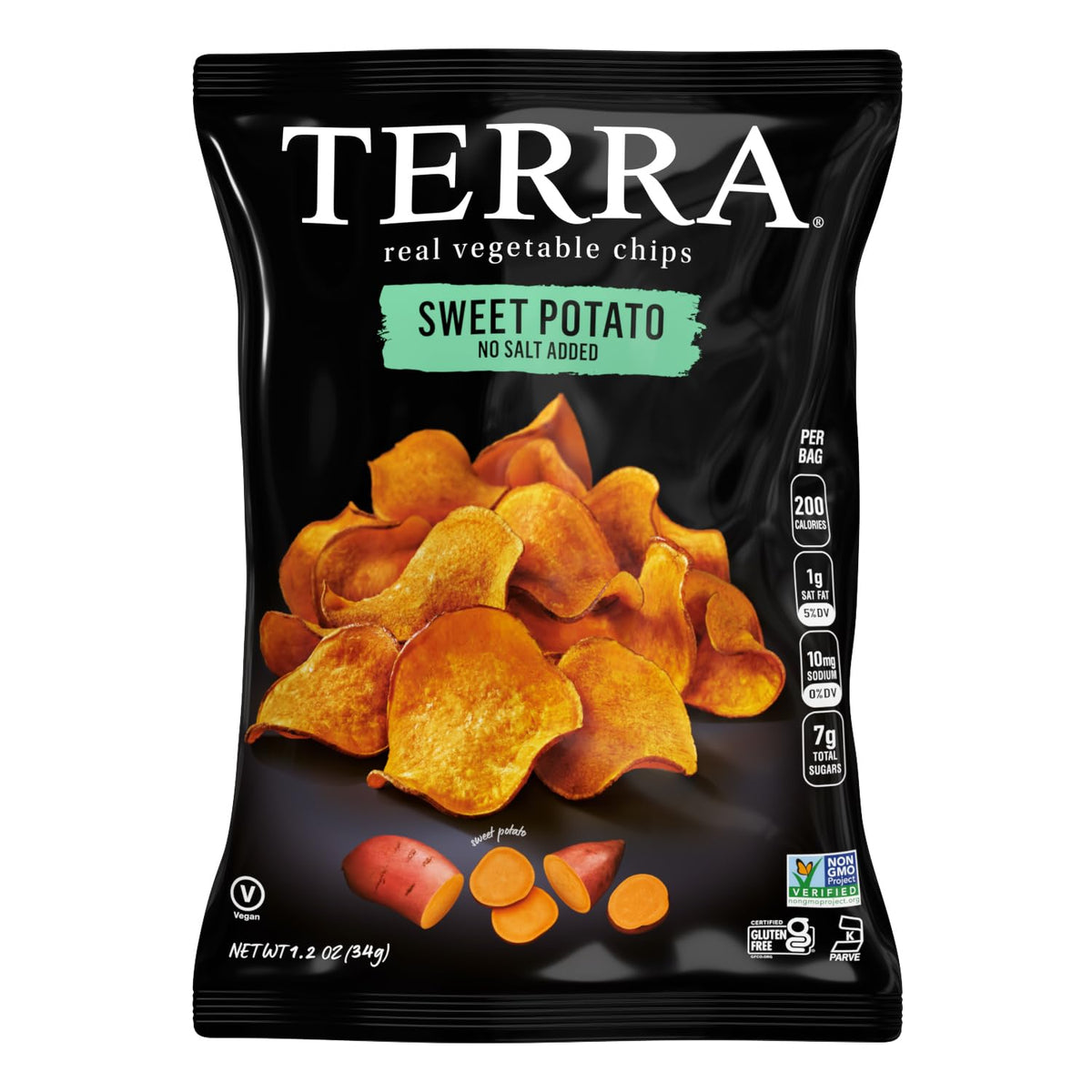 Terra Original sweet potato chips close-up, crisp texture for quick breaks.