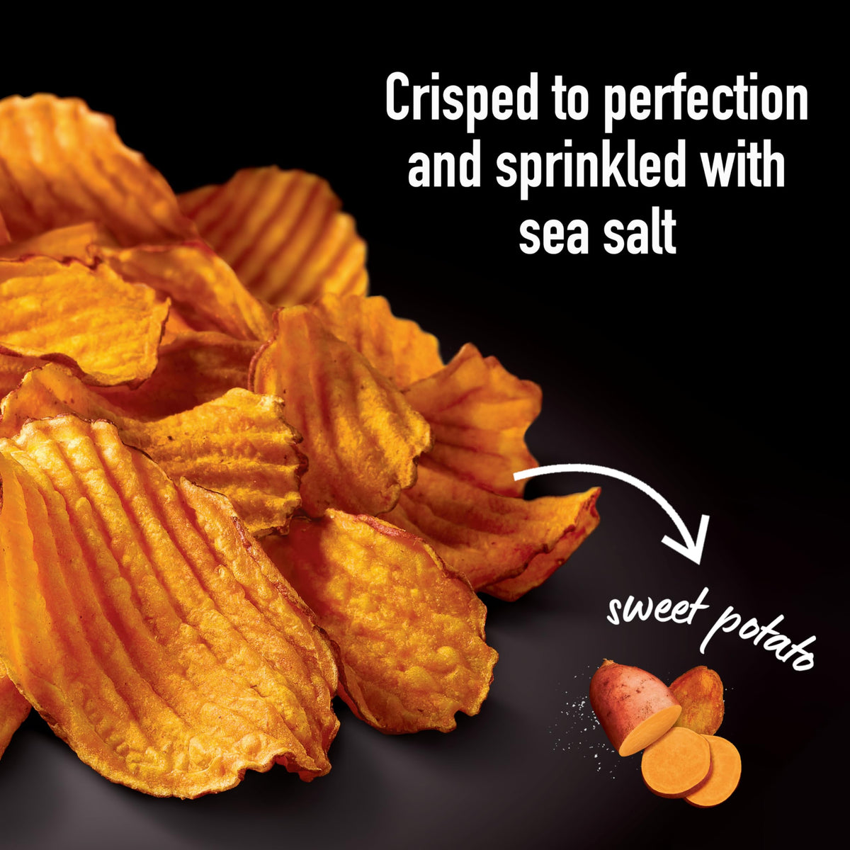 Terra Sweet Potato Chips with Sea Salt label featuring Kosher and Non-GMO seals.